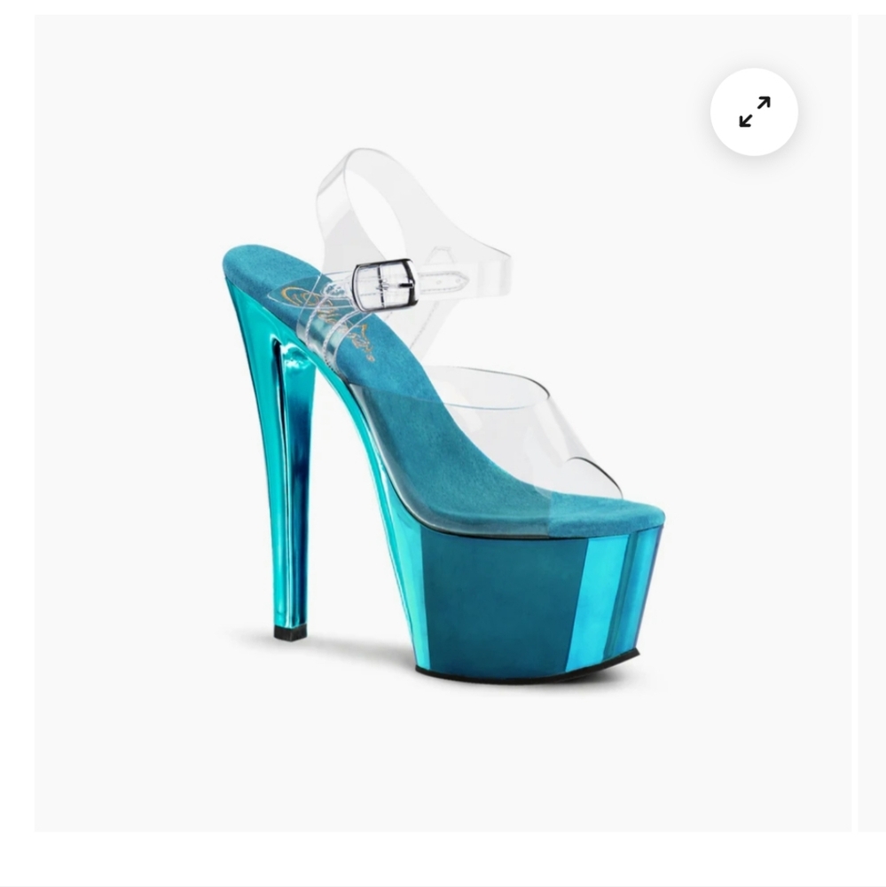 pleaser Sky-308 teal pole dance heels  exotic 8